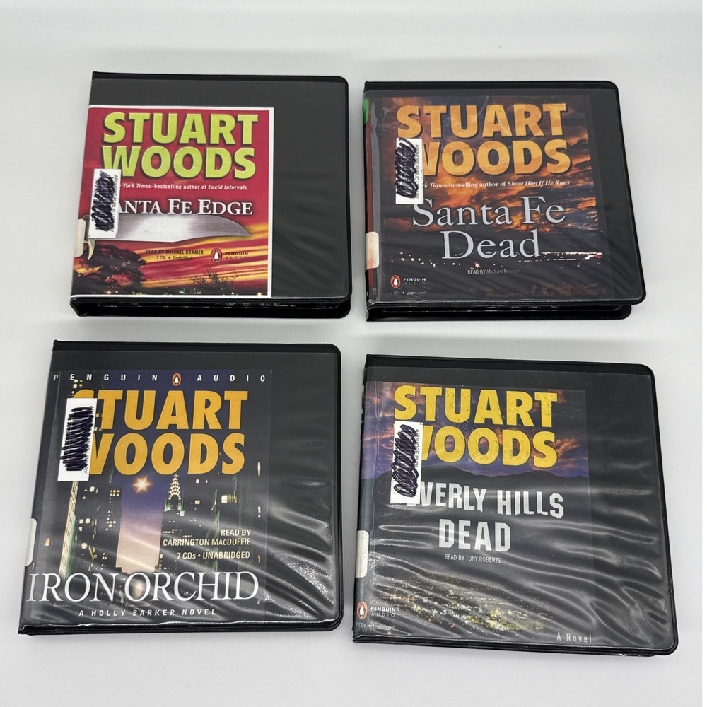 Stuart Woods 4 Audiobook CD Lot Titles Iron Orchid Santa Fe Dead Beverly Hills‎